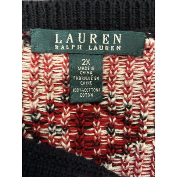 Ralph Lauren women's Geometric design Black Cotton Sweater plus size 2X - Picture 4 of 12